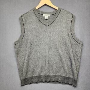 Vintage 90s Mens Large Sweater Vest Cypress Links V Neck Cotton Hong Kong Golf